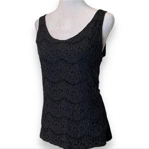 Van Heusen || Large Black Lace Overlay Sleeveless Tank